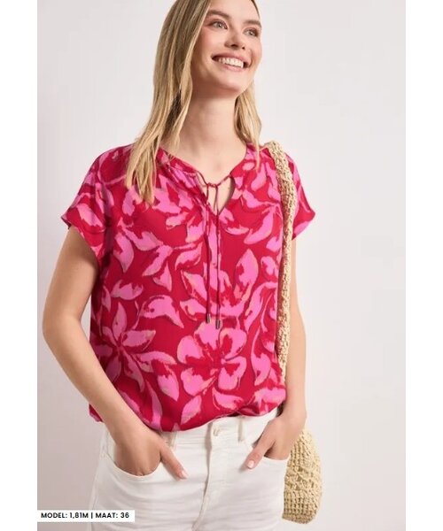 StreetOne Street One Splitneck Blouse with Smokdetail