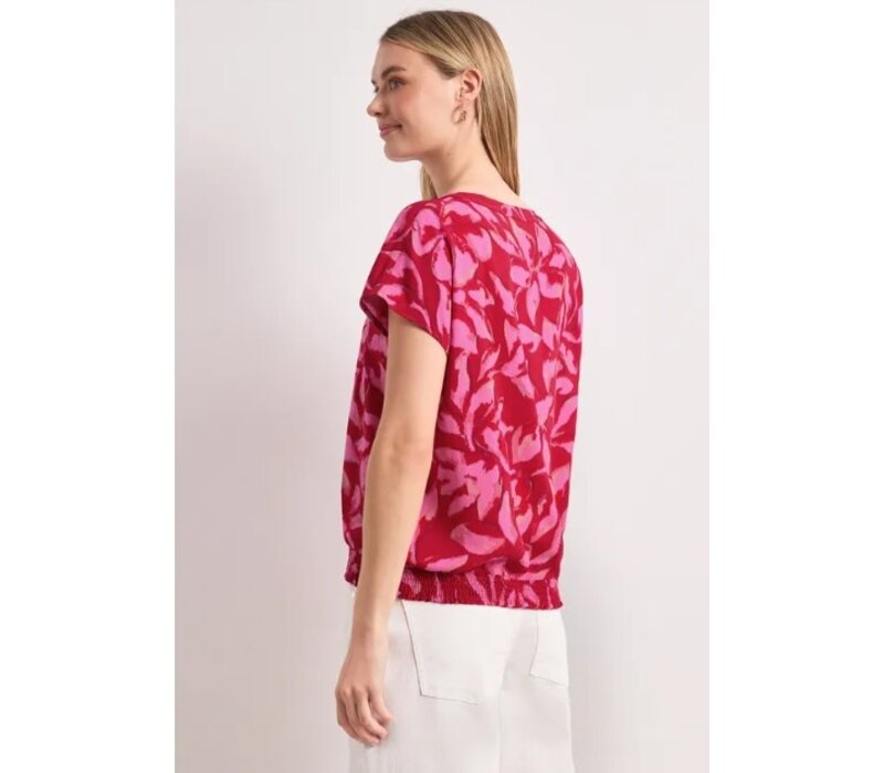 Street One Splitneck Blouse with Smokdetail Salsa Red