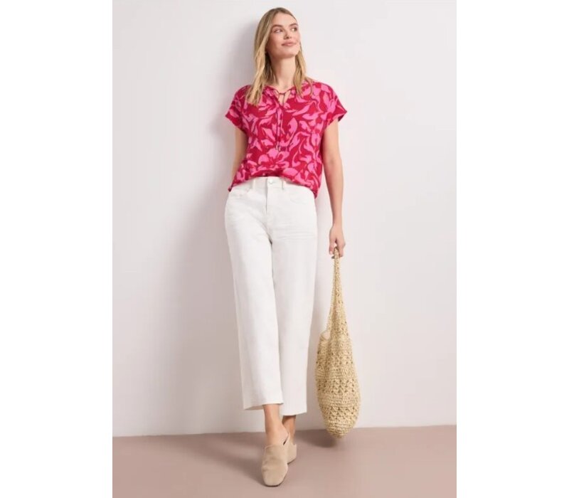 Street One Splitneck Blouse with Smokdetail Salsa Red