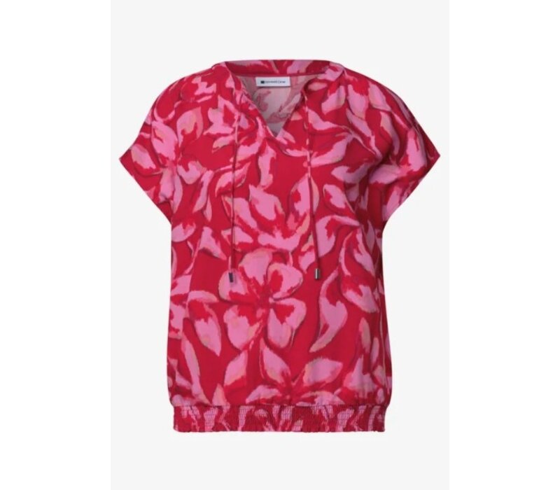 Street One Splitneck Blouse with Smokdetail Salsa Red