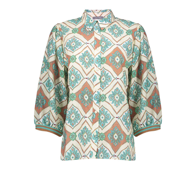 Geisha Blouse Aqua Camel