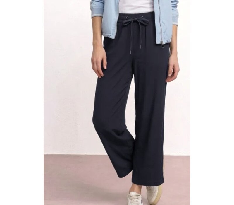 Street One Emee Wide Leg High Waist Shadowed Navy