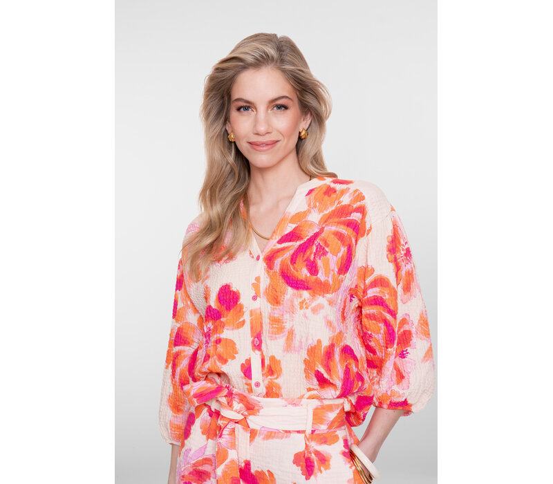 Geisha Blouse Orange Pink Sand