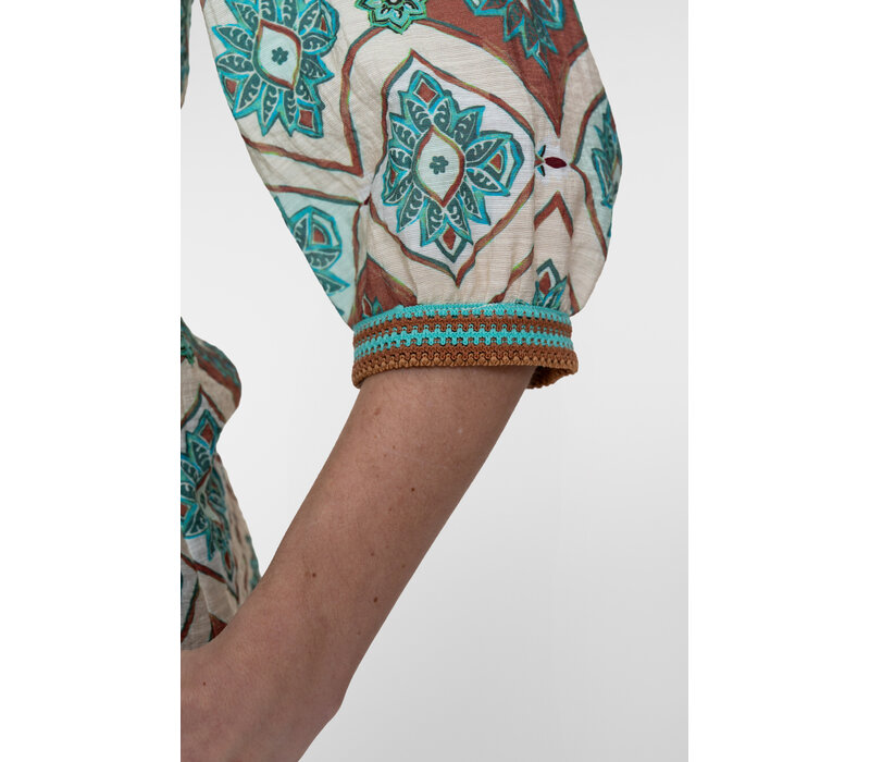 Geisha Blouse Aqua Camel