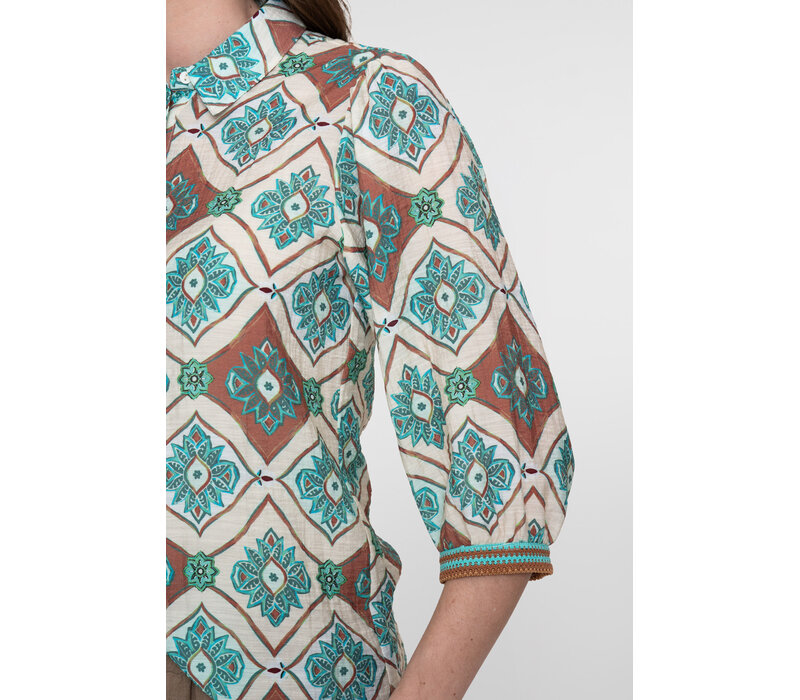 Geisha Blouse Aqua Camel