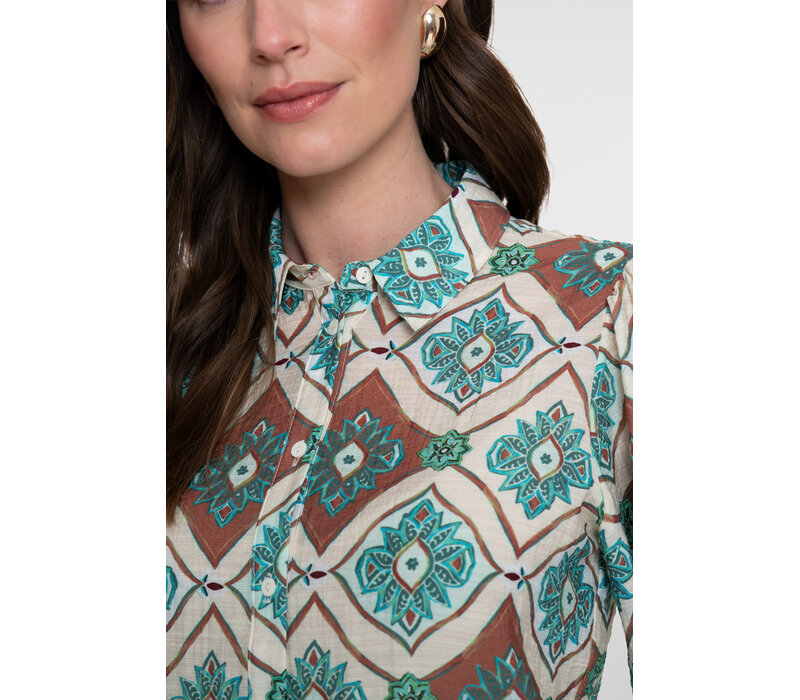 Geisha Blouse Aqua Camel