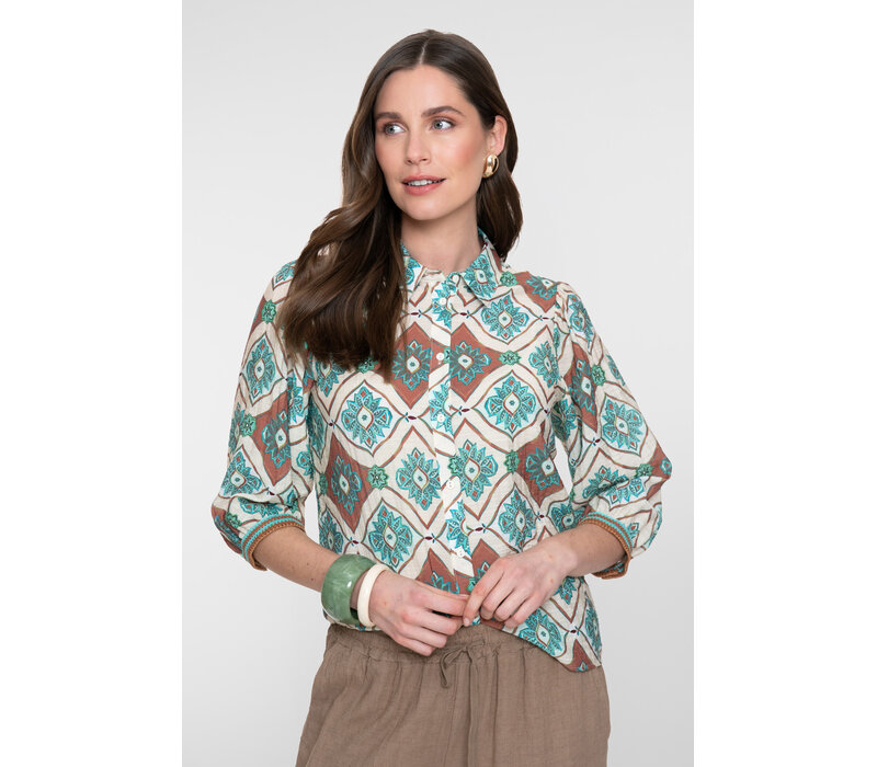 Geisha Blouse Aqua Camel
