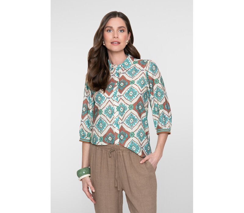 Geisha Blouse Aqua Camel