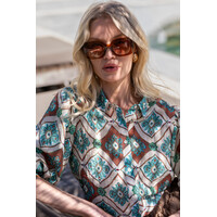 Geisha Blouse Aqua Camel