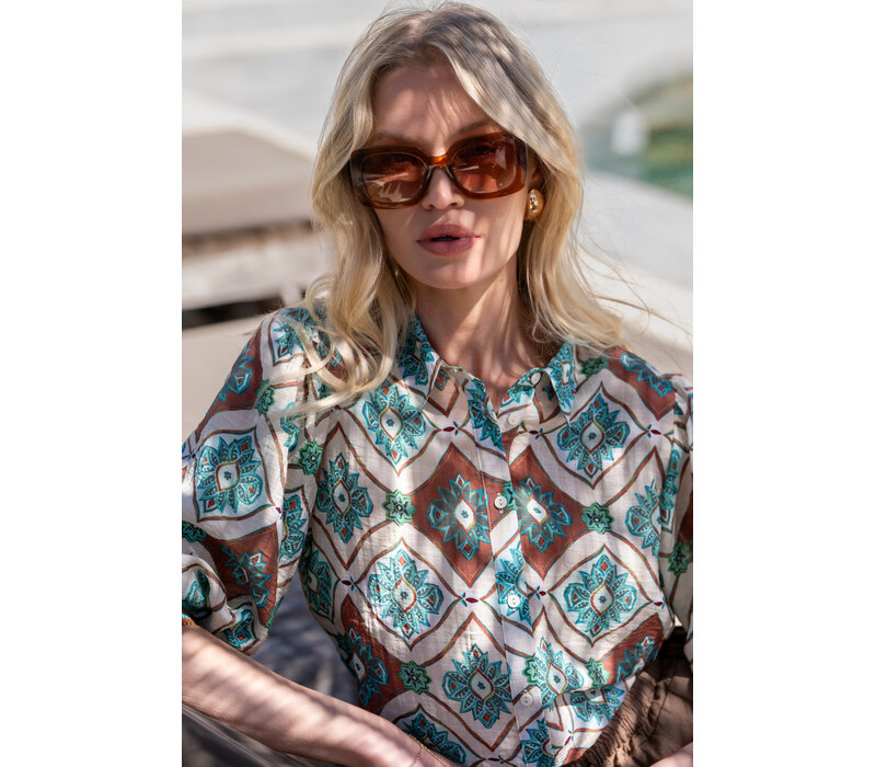 Geisha Blouse Aqua Camel