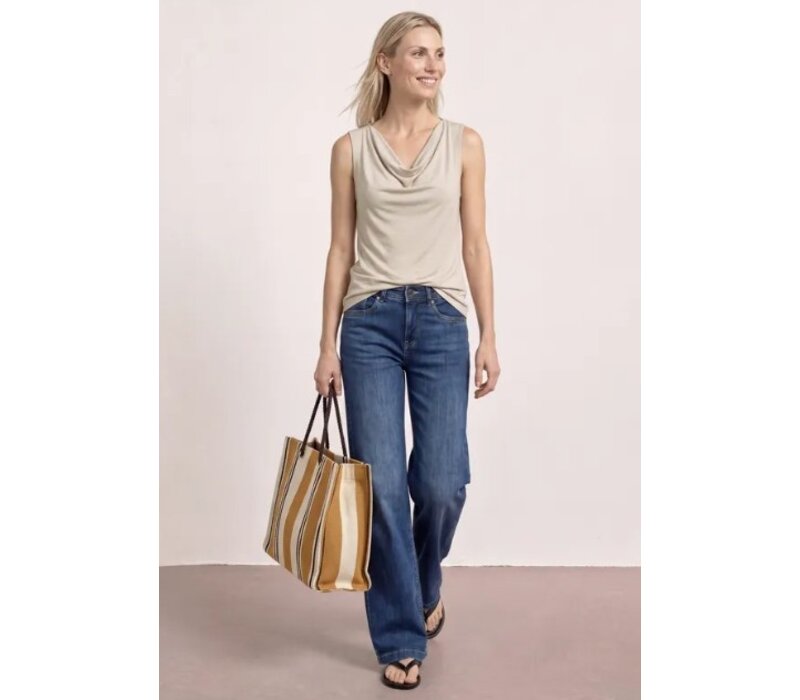 Street One Silk Look Waterfall Top Clay Sand