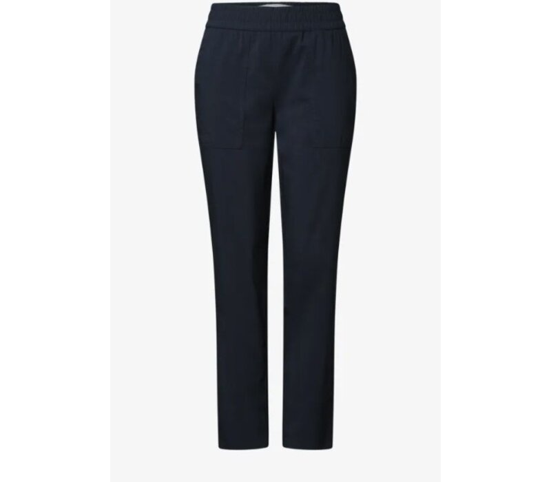 Street One Chino Light Cotton Mid Waist L28 Shadowed Navy