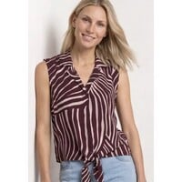 Street One Blousetop with Bowling Collar Rustic Rouge