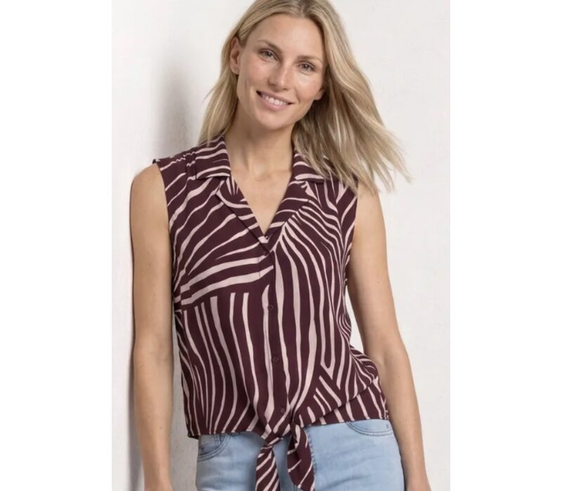 Street One Blousetop with Bowling Collar Rustic Rouge