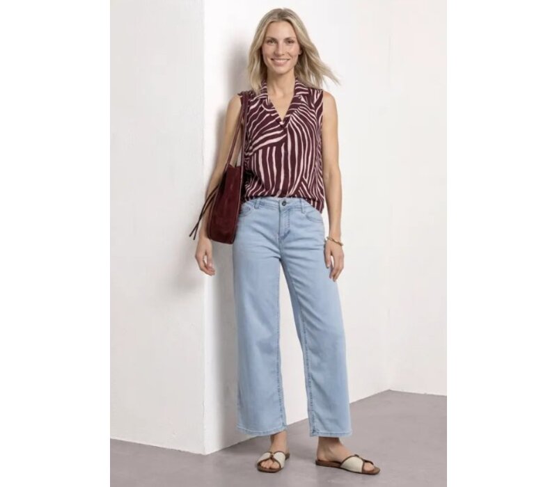 Street One Blousetop with Bowling Collar Rustic Rouge