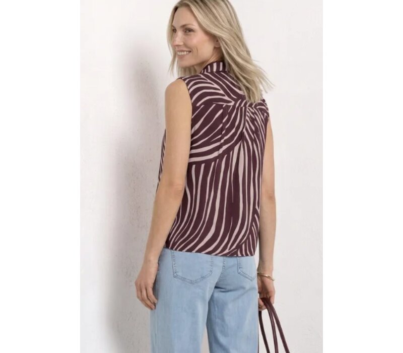 Street One Blousetop with Bowling Collar Rustic Rouge