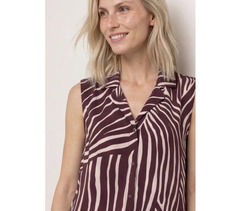 Street One Blousetop with Bowling Collar Rustic Rouge