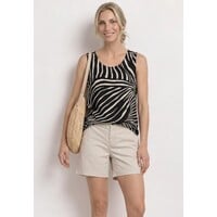 Street One Printed Jersey V-Neck Top Black