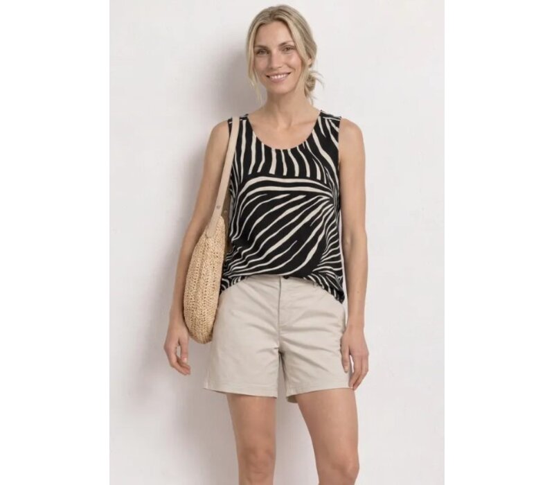 Street One Printed Jersey V-Neck Top Black
