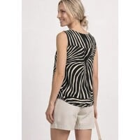 Street One Printed Jersey V-Neck Top Black