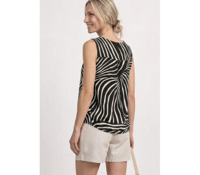 Street One Printed Jersey V-Neck Top Black