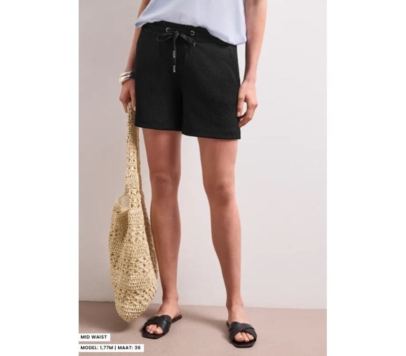 Street One Shorts Crinkle Crash Mid Waist Black