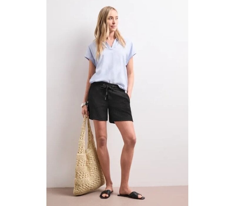 Street One Shorts Crinkle Crash Mid Waist Black