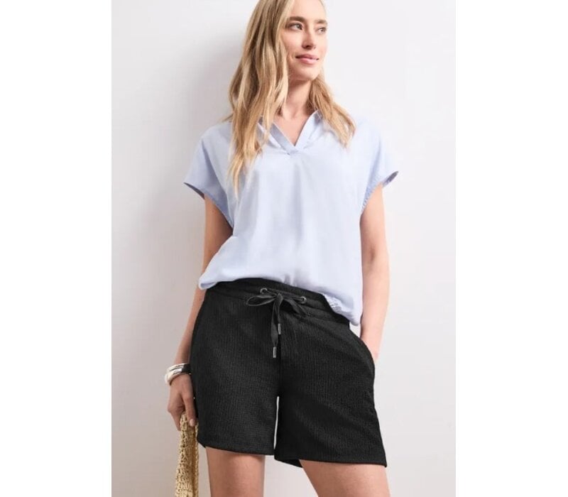Street One Shorts Crinkle Crash Mid Waist Black