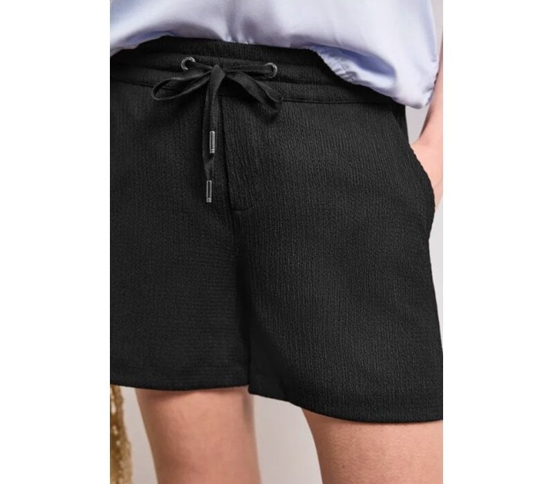 Street One Shorts Crinkle Crash Mid Waist Black