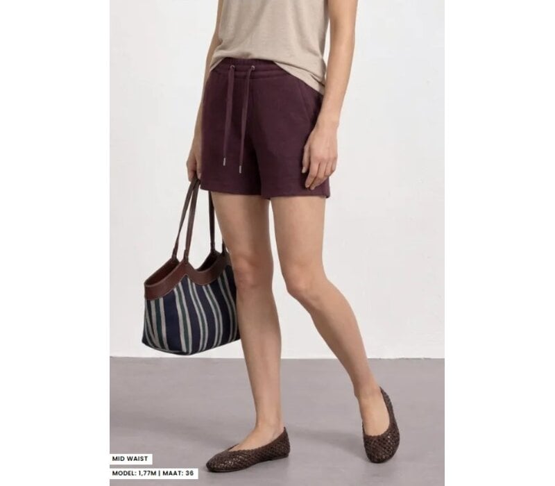 Street One Shorts Crinkle Crash Mid Waist Rustic Rouge