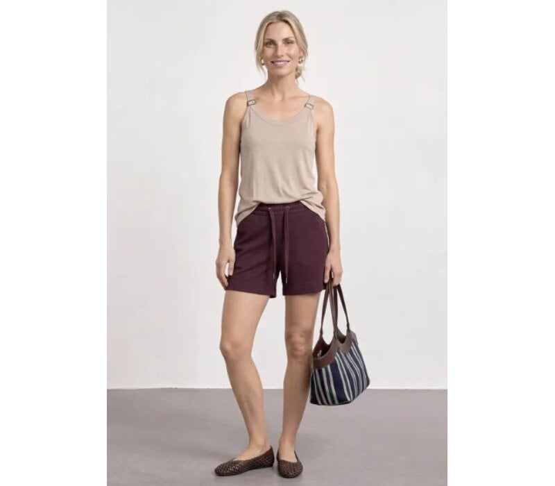 Street One Shorts Crinkle Crash Mid Waist Rustic Rouge