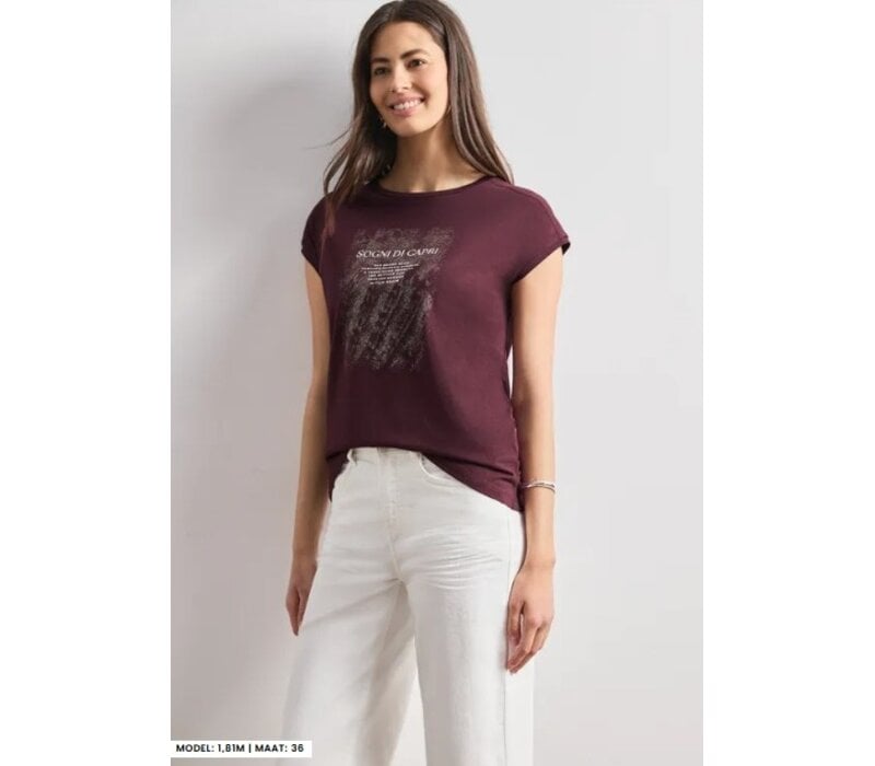 Street One Shirt with Pearl Artwork Rustic Rouge