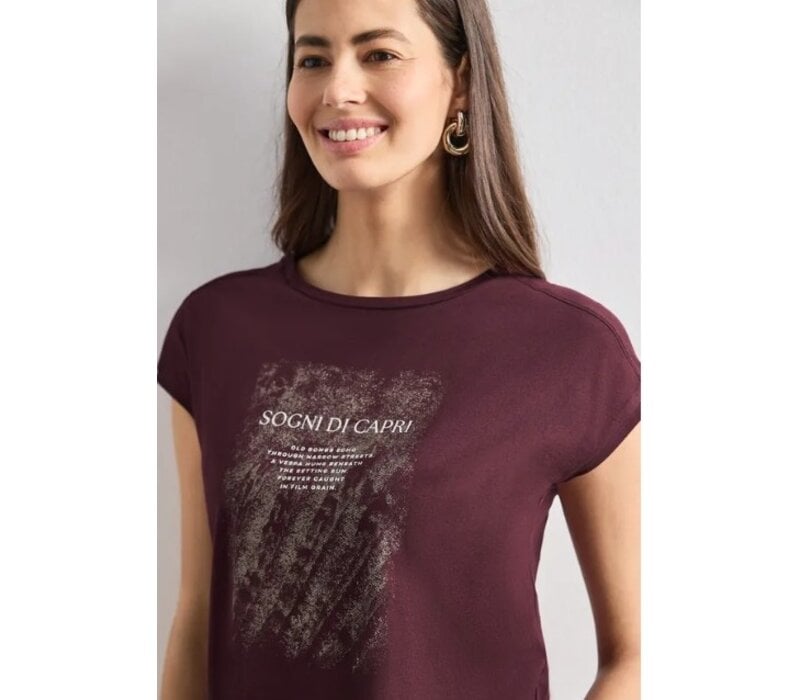 Street One Shirt with Pearl Artwork Rustic Rouge