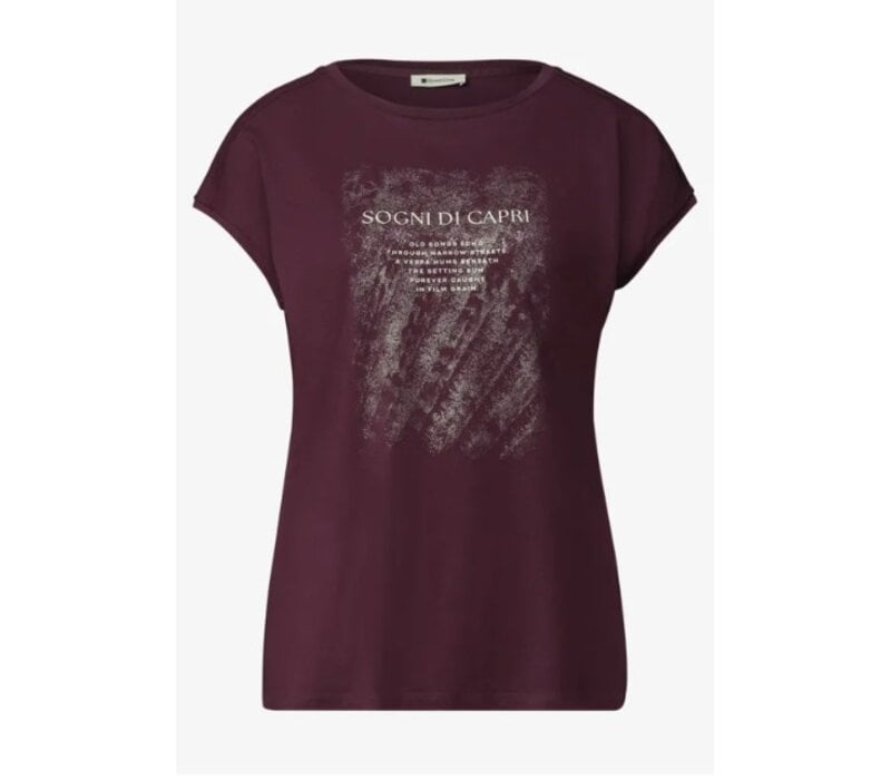 Street One Shirt with Pearl Artwork Rustic Rouge