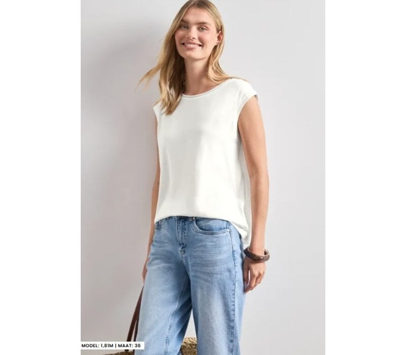 Street One Shirt with Deco Rib Off White