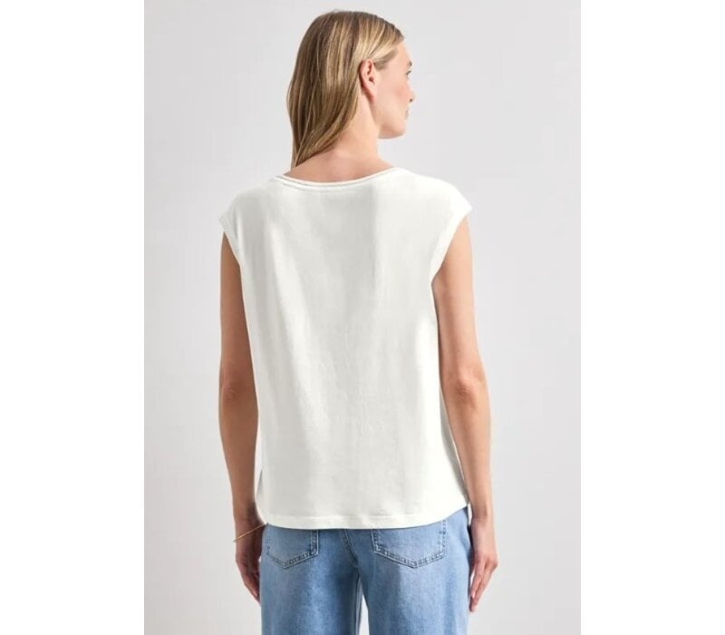 Street One Shirt with Deco Rib Off White