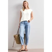 Street One Shirt with Deco Rib Off White