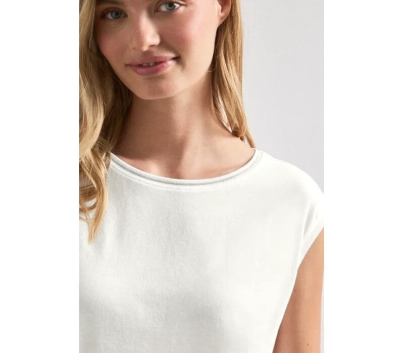 Street One Shirt with Deco Rib Off White