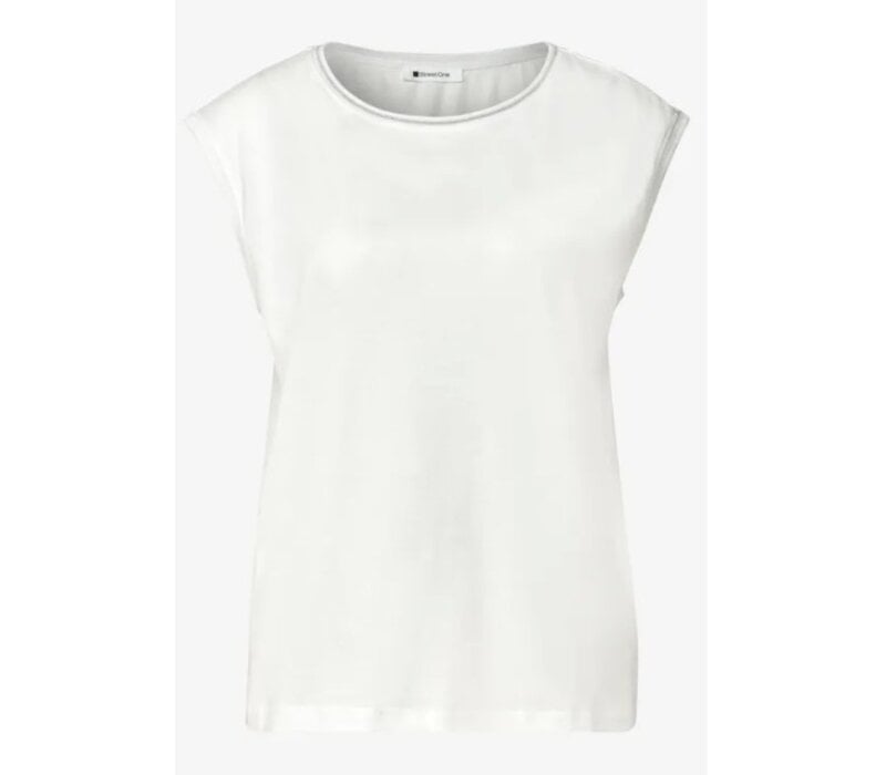 Street One Shirt with Deco Rib Off White