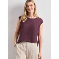 Street One Shirt with Deco Rib Rustic Rouge