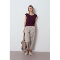 Street One Shirt with Deco Rib Rustic Rouge