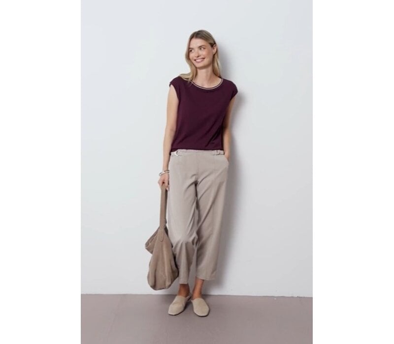 Street One Shirt with Deco Rib Rustic Rouge