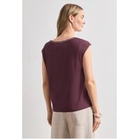 Street One Shirt with Deco Rib Rustic Rouge