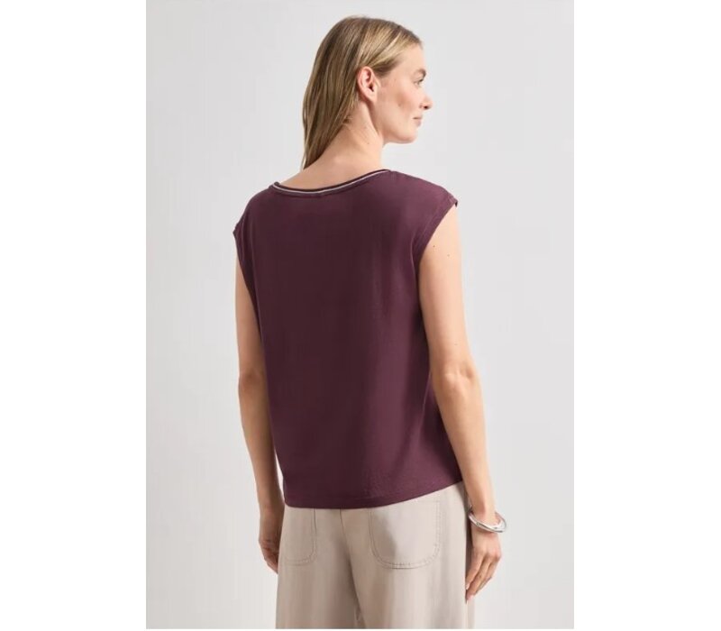 Street One Shirt with Deco Rib Rustic Rouge