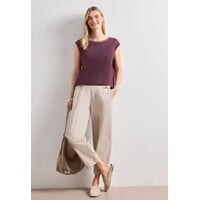 Street One Shirt with Deco Rib Rustic Rouge