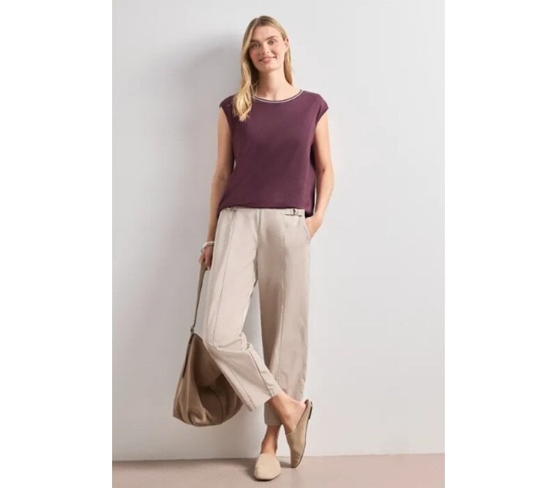 Street One Shirt with Deco Rib Rustic Rouge