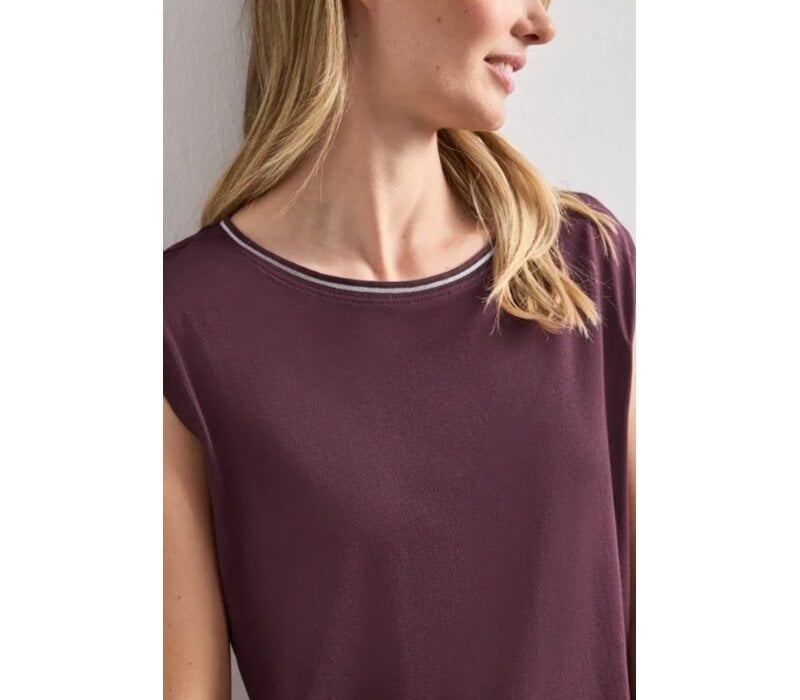 Street One Shirt with Deco Rib Rustic Rouge