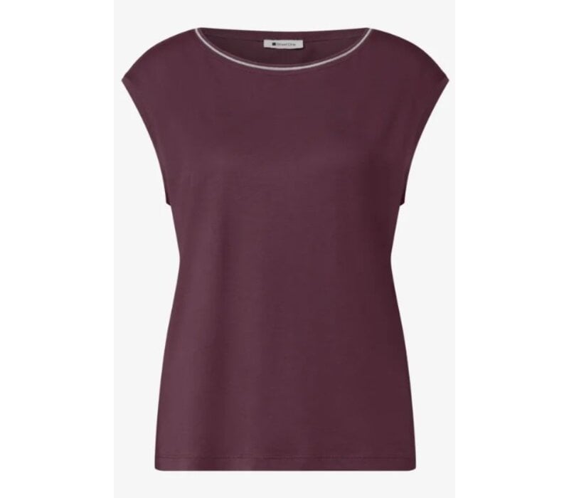 Street One Shirt with Deco Rib Rustic Rouge