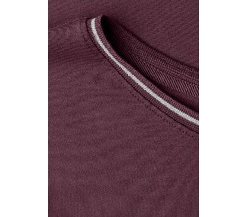 Street One Shirt with Deco Rib Rustic Rouge