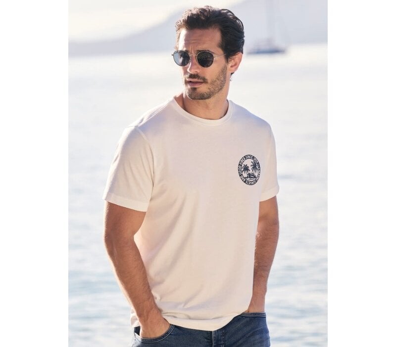 Lerros T-Shirt Chest Print Broken White